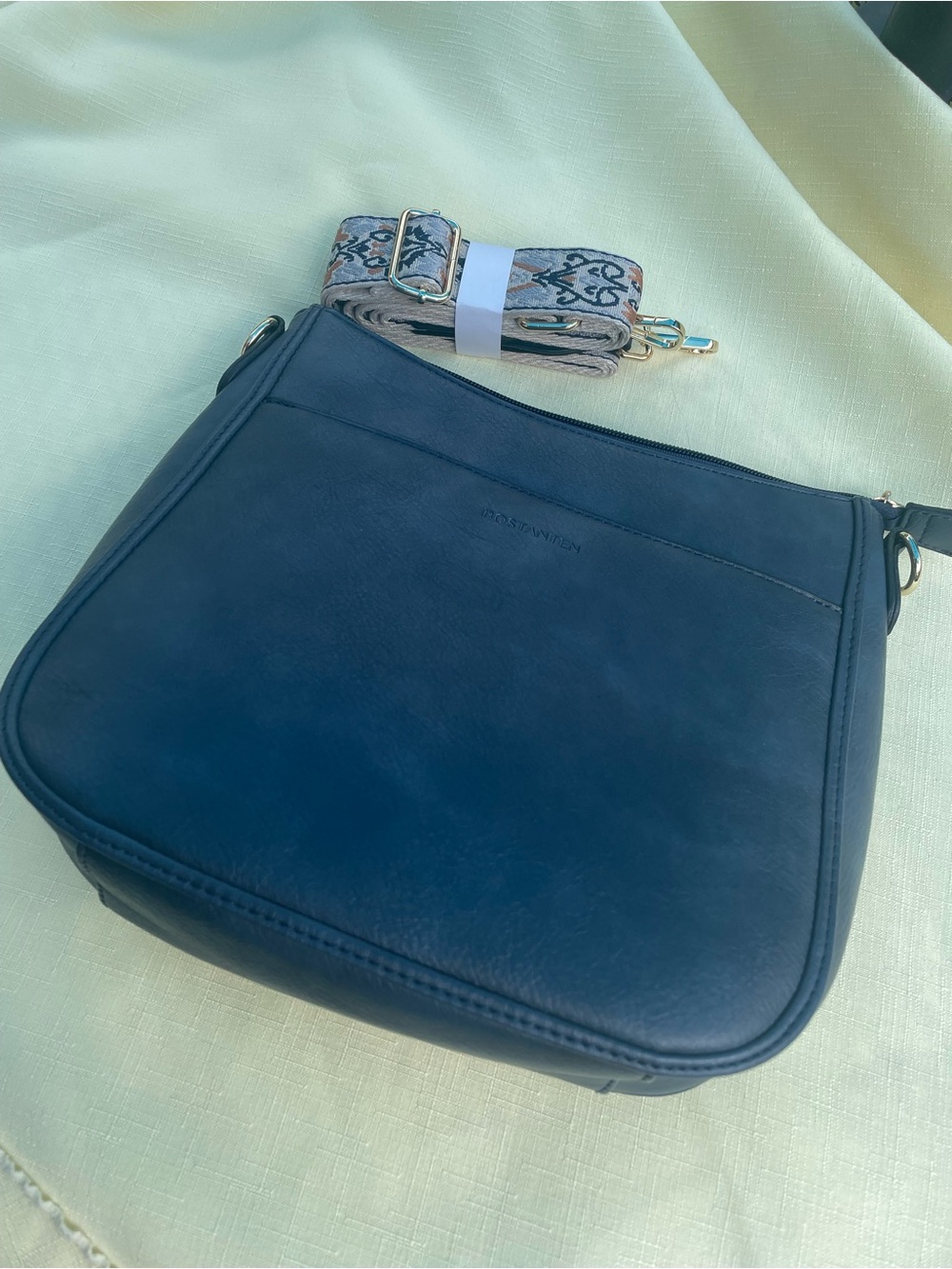 NWT Bostanten Textured Vegan Leather Crossbody Bag Slate Blue Style #BSB10224 - Picture 11 of 13